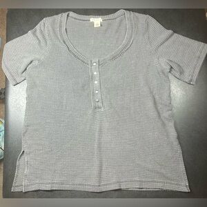 Torrid Festi Size 0 (Large) Grey Waffle Knit Henley Tunic Top